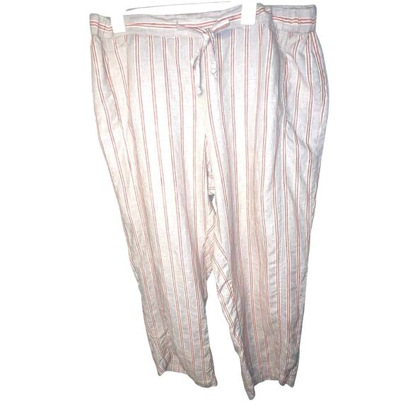 Coldwater Creek ladies pink gray striped elastic drawstring cottagecore XL Pant - Picture 1 of 6